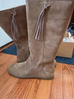 UGG Women's Tall Suede Tassel Boots in Taupe